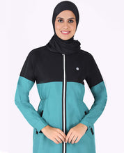 Silk Route Black and Blue Full Front Zipper Jilbab Medium