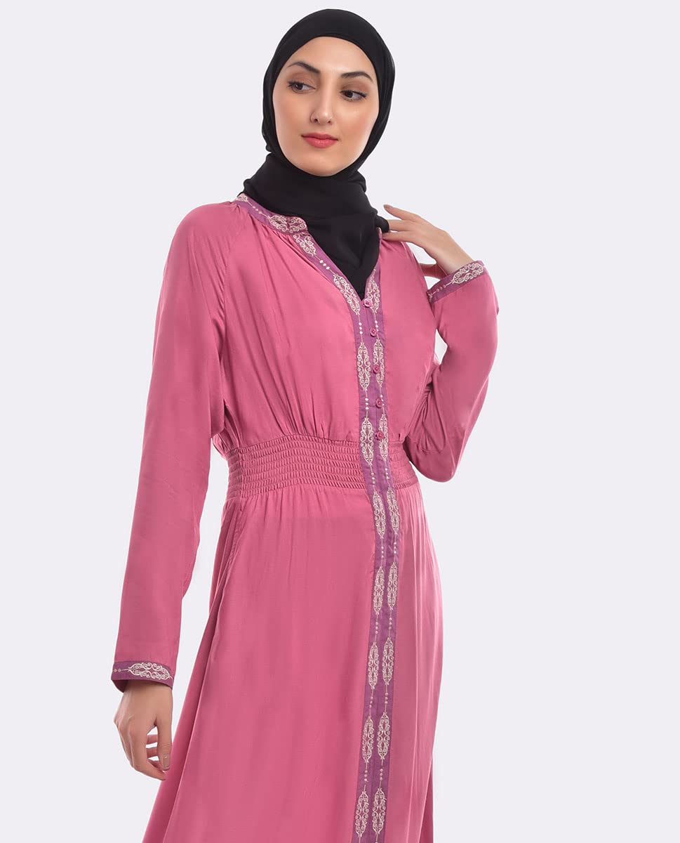 Silk Route Pink Blush Elastic Waist Abaya Maxi Dress Jilbab Large