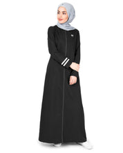 Silk Route© Black & White Top Stitch Abaya Viscose Sporty Maxi Dress Jilbabs Large 56