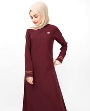 Silk Route© Simple Maroon Abaya Taslon Sporty Maxi Dress Jilbab Small 54