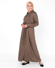 Silk Route© Teak Brown Full Front Open Urban Viscose Abaya Maxi Dress Jilbab Small 54