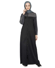 Silk Route Black Full Front Zip Opening Sporty Abaya Maxi Dress Jilbab Medium 56