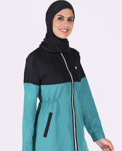 Silk Route Black and Blue Full Front Zipper Jilbab Medium