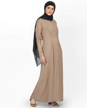 Silk Route Curved Collar Slim Waist Brown Abaya Small 52