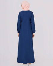 Navy Peony Embroidered Jilbab