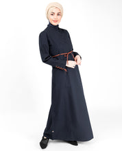 Silk Route© Midnight Blue Tie Up Sleeve Abaya Cotton Urban Maxi Dress Jilbabs XLarge 56