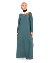Silk Route Green and White Classic Zip Collared Taslon Sporty Maxi Dress Jilbab Medium 54