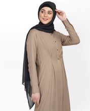 Silk Route Curved Collar Slim Waist Brown Abaya Small 52