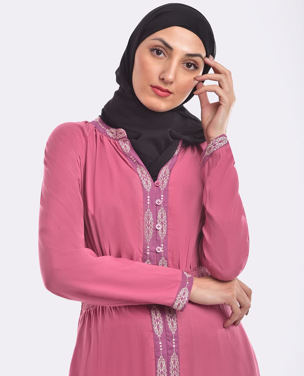 Silk Route Pink Blush Elastic Waist Abaya Maxi Dress Jilbab Large