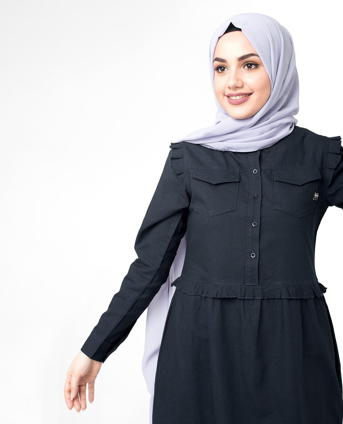 Silk Route Navy Ruffle Urban Cotton Maxi Dress Jilbab XLarge 56