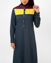 Silk Route Yellow & Red Colour Blocking Polyester Sporty Maxi Dress Jilbab Medium 60