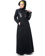 Silk Route Black PU Hooded Cotton Urban Maxi Dress Jilbab Large 60
