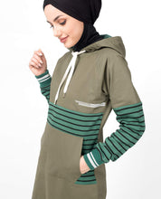 Silk Route© Khaki Casual Hooded Abaya Cotton Sporty Maxi Dress Jilbab XLarge 54