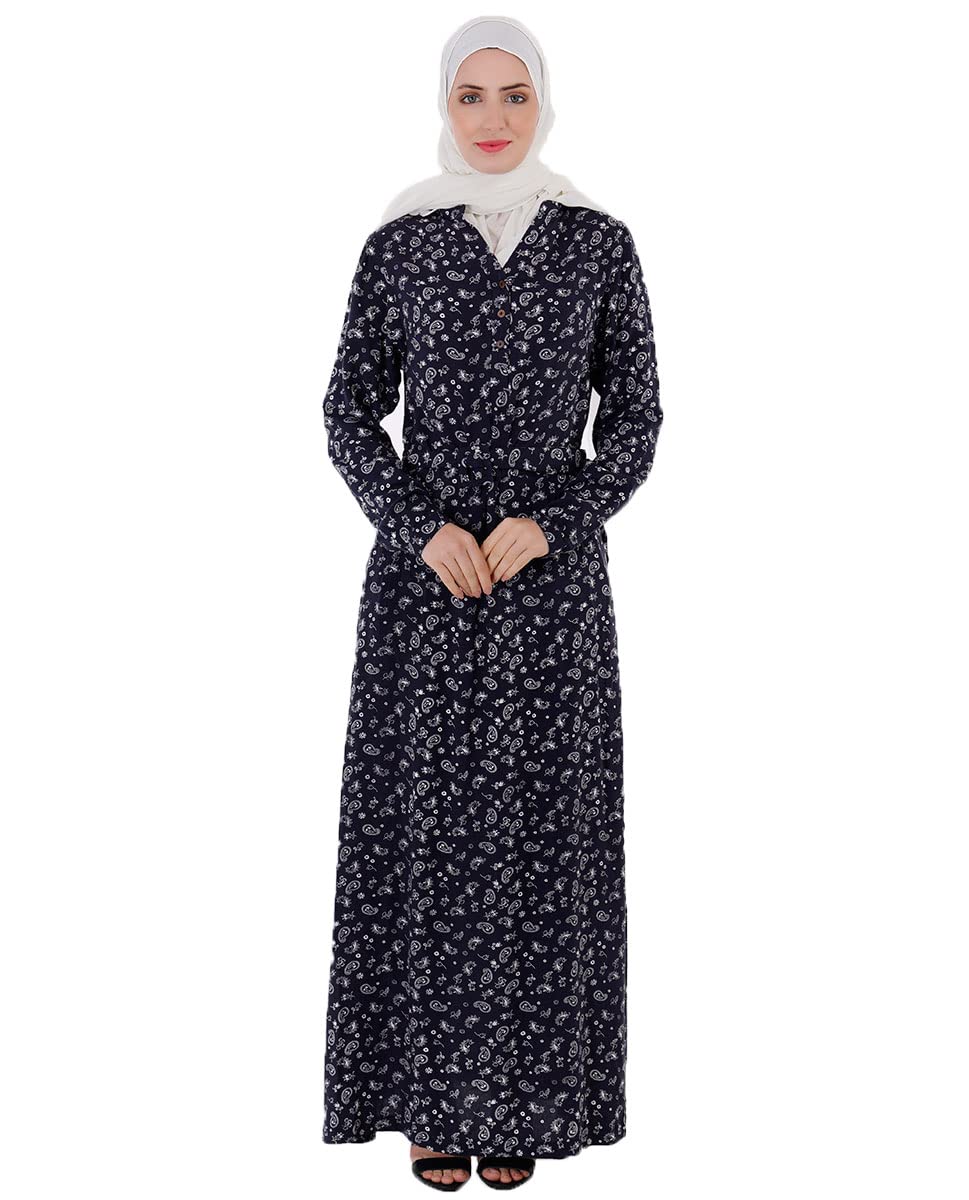 Silk Route Navy All Over Print Abaya Large 60