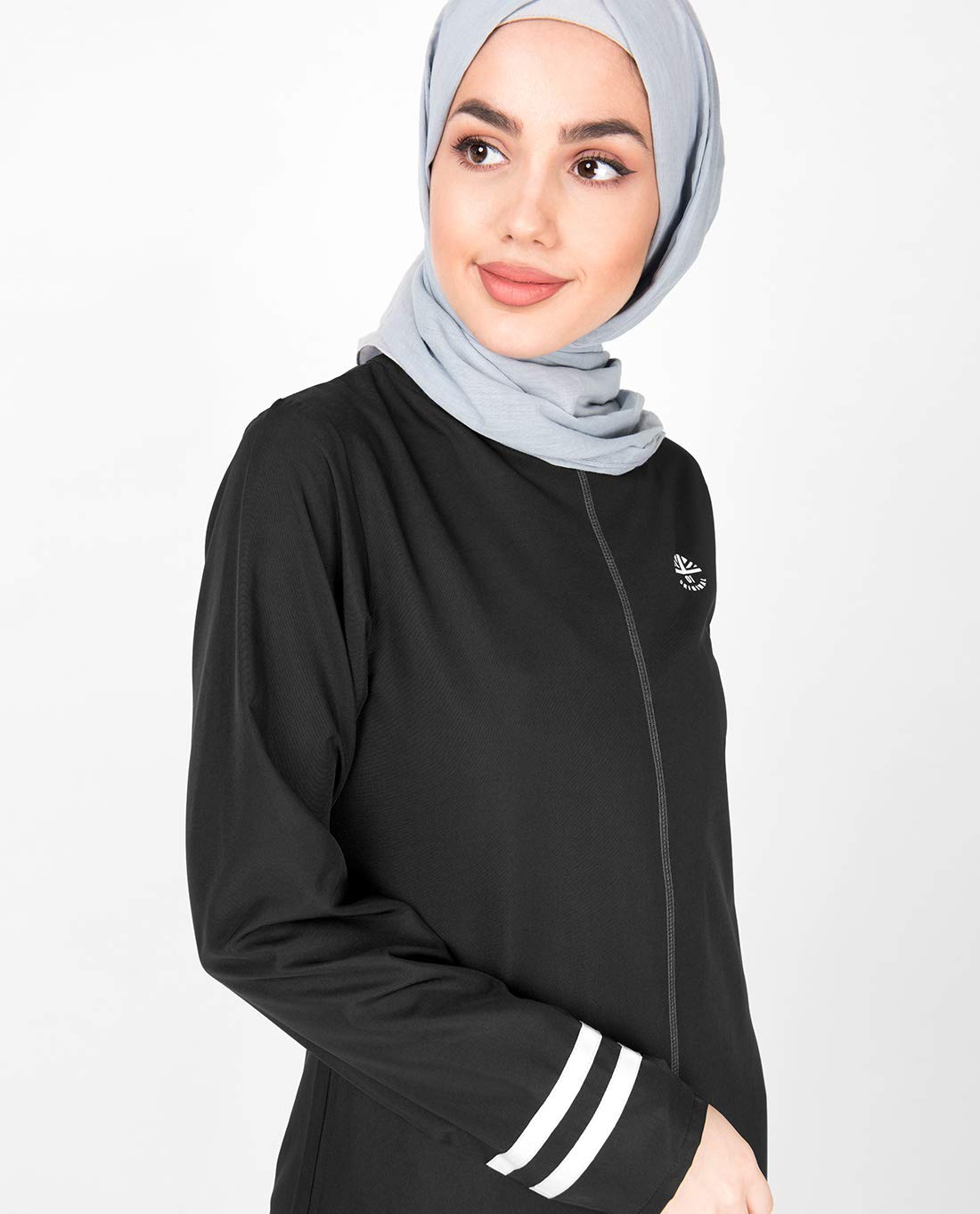 Silk Route© Black & White Top Stitch Abaya Viscose Sporty Maxi Dress Jilbabs Large 56