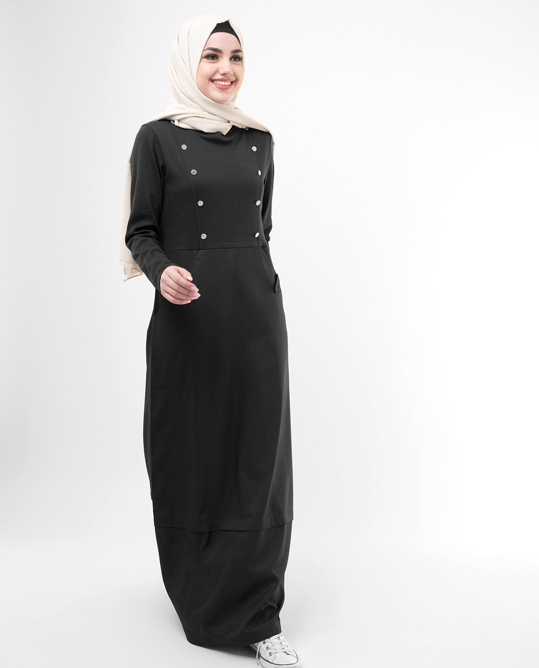 Silk Route Black Smart Sister Urban Polyester Maxi Dress Jilbab Medium 60