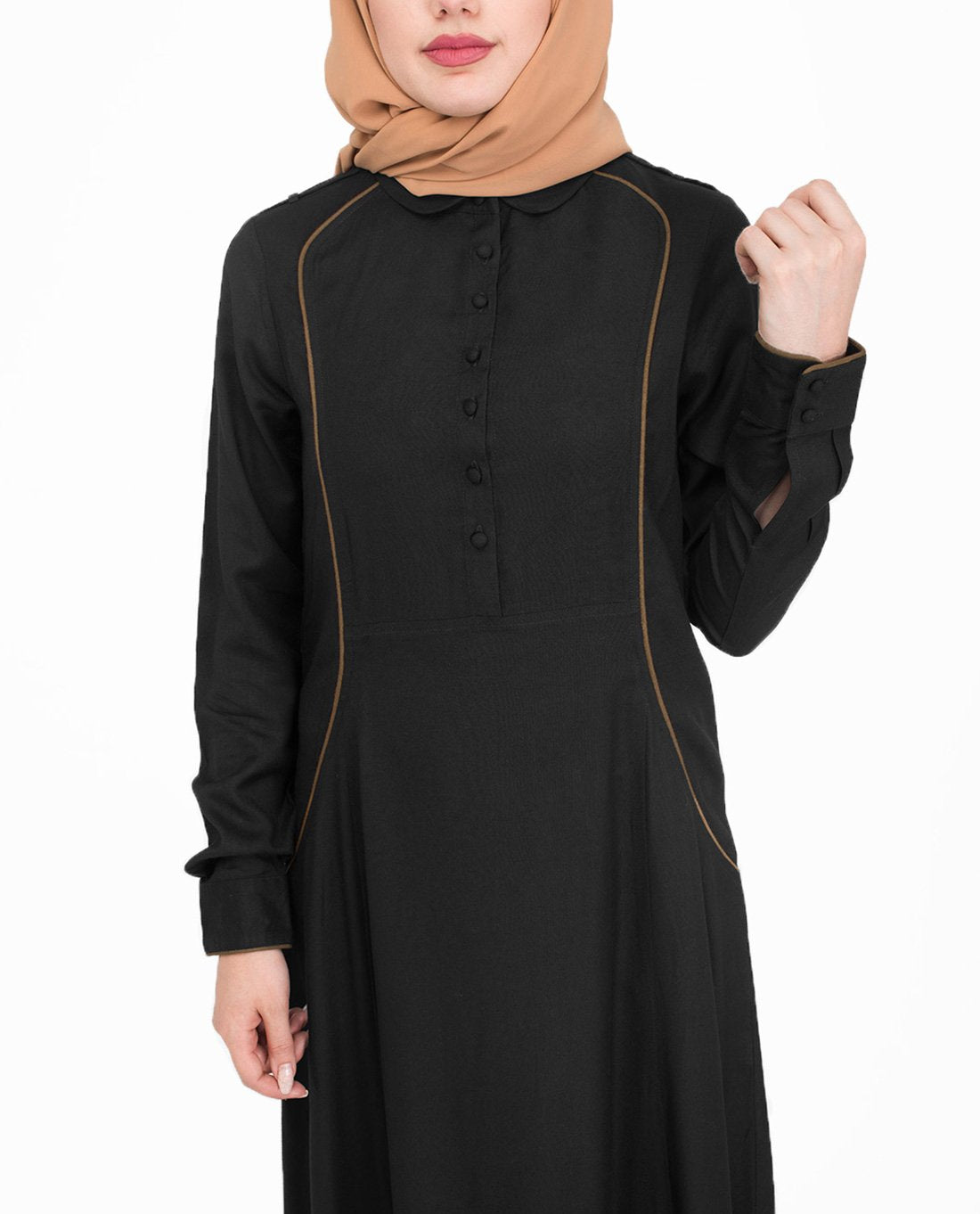 Silk Route © Urban Black Flared Viscose Maxi Dress Jilbab Medium 58