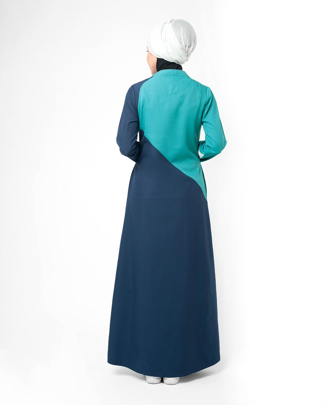 Silk Route White Striper Colour Blocking Taslon Sporty Maxi Dress Jilbab Small 58