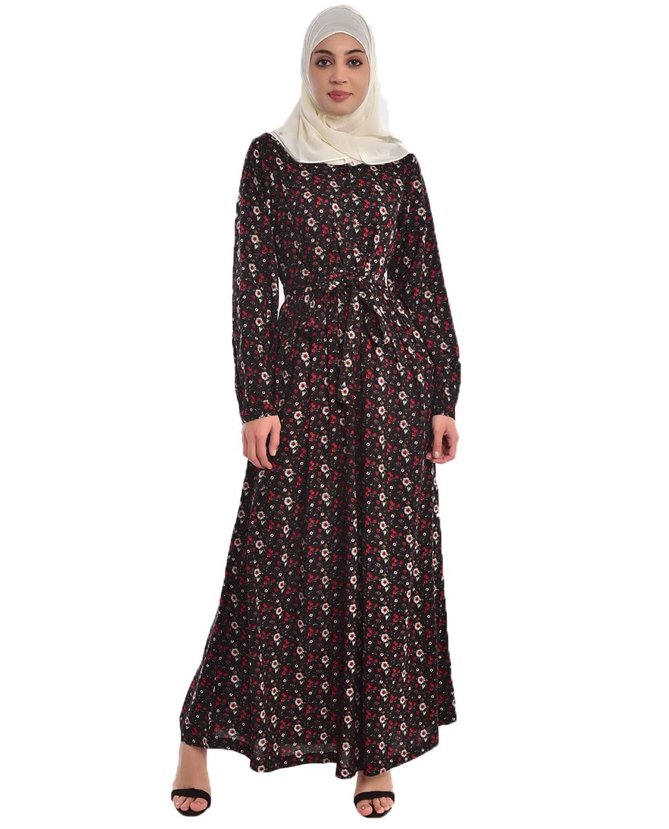 Silk Route Spring Fever Printed Brown Abaya Maxi Dress Jilbab Large