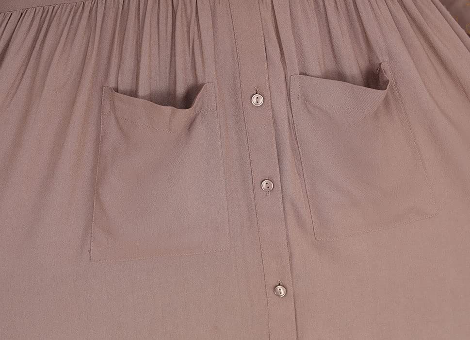 Caramel Brown Patch Pockets Dress Medium