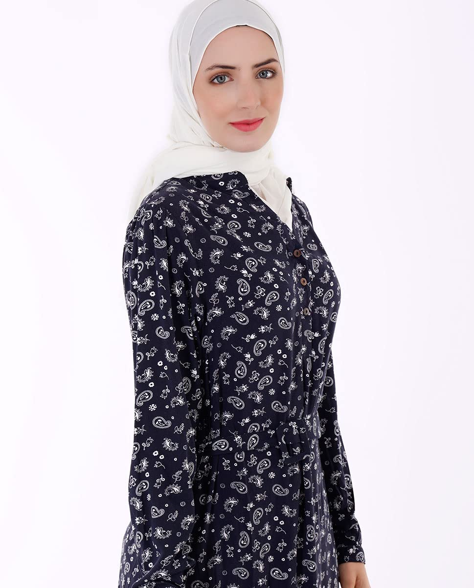 Silk Route Navy All Over Print Abaya Large 60