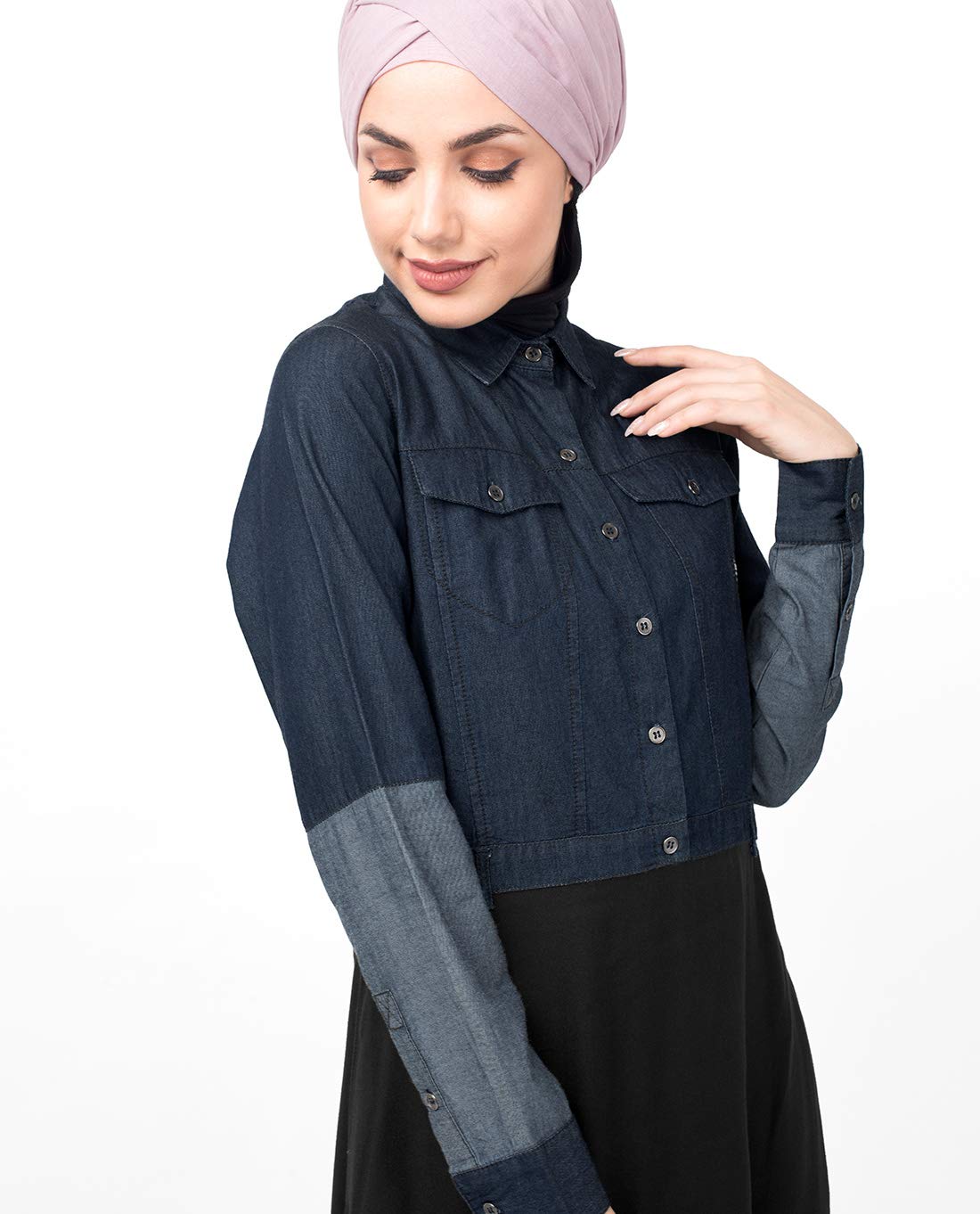 Silk Route Mid Waist Skirt Denim Shirt Urban Abaya Maxi Dress Jilbab Small 58