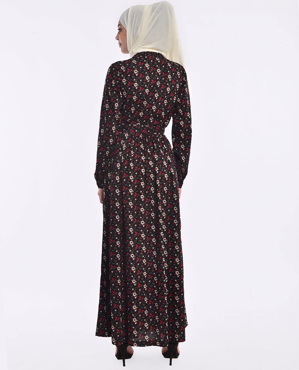 Silk Route Spring Fever Printed Brown Abaya Maxi Dress Jilbab Large