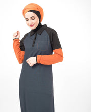 Silk Route © Orange Highlight Pique Jersey Sporty Maxi Dress Jilbab Small 58