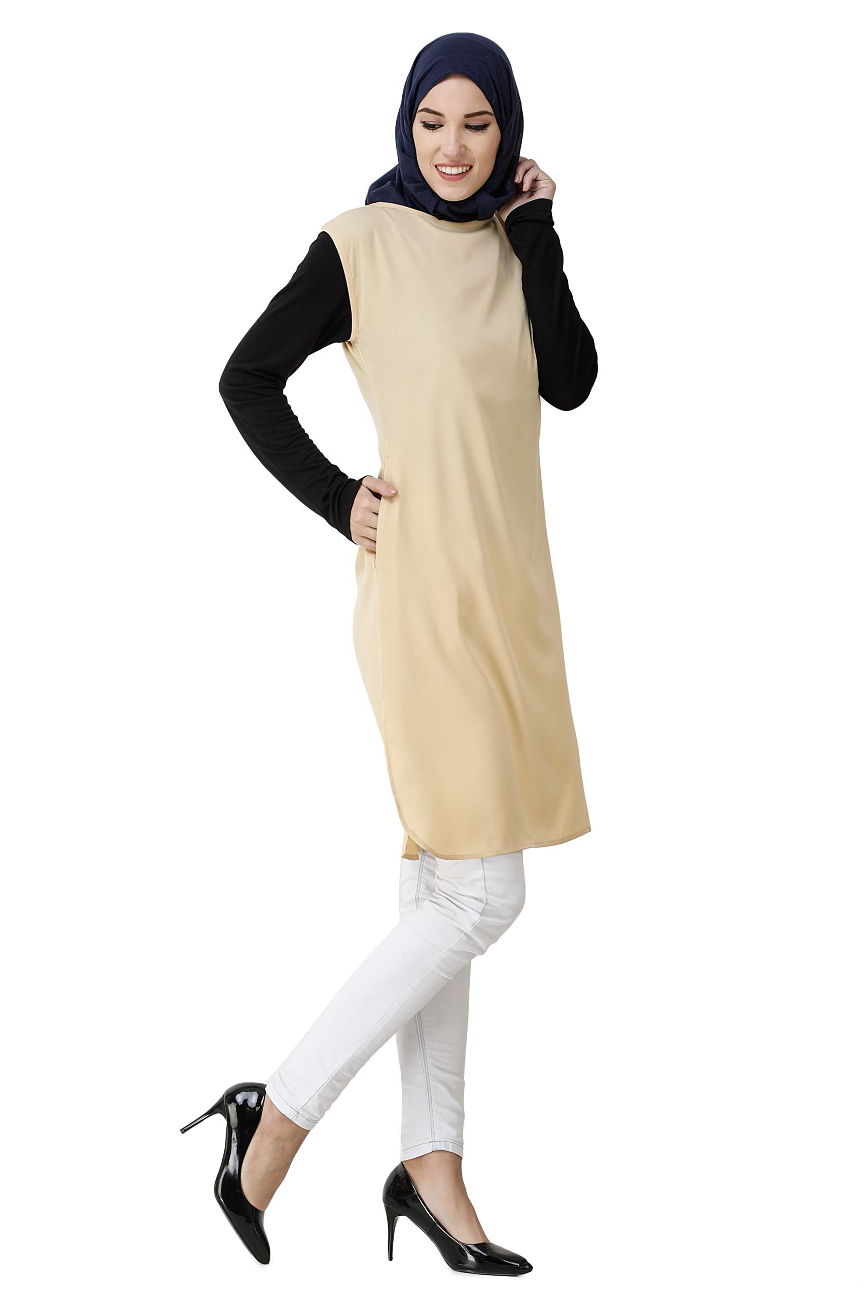 Silk Route© Boat Neck Beige Poly Slip Dress XLarge Tall