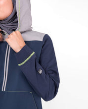 Silk Route© Deep Blue Hooded Kangaroo Pocket Polyester Sporty Abaya Maxi Dress Jilbab Small 54