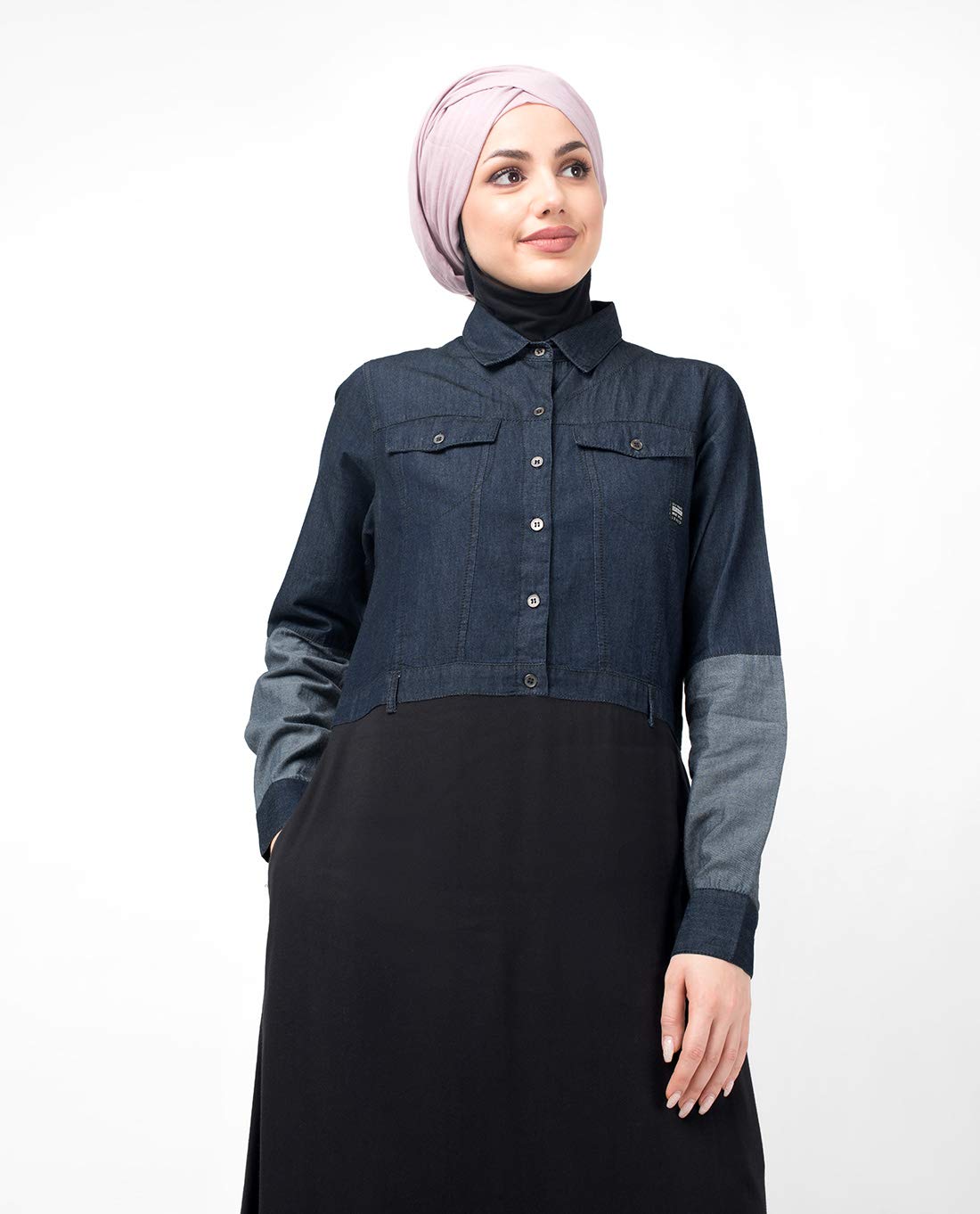 Silk Route Mid Waist Skirt Denim Shirt Urban Abaya Maxi Dress Jilbab Small 58