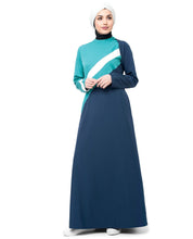 Silk Route White Striper Colour Blocking Taslon Sporty Maxi Dress Jilbab Small 58