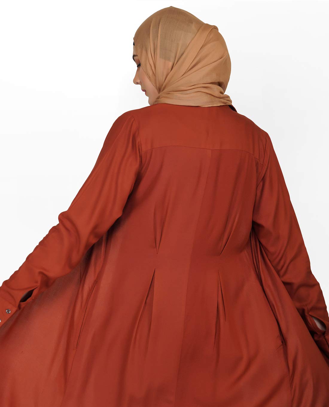 Silk Route Curved Collar Slim Waist Sequoia Abaya Small 54 Red