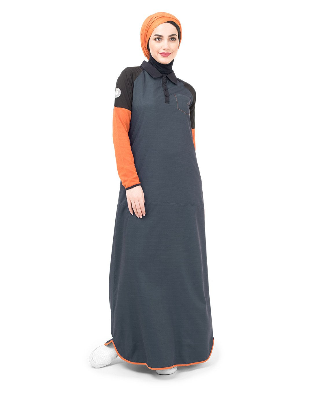 Silk Route © Orange Highlight Pique Jersey Sporty Maxi Dress Jilbab Small 58