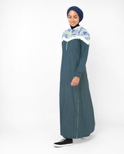 Silk Route Geo Print Casual Sporty Green Taslon Maxi Dress Jilbab XLarge 56
