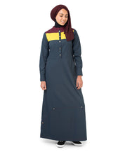 Silk Route Yellow & Red Colour Blocking Polyester Sporty Maxi Dress Jilbab Medium 60