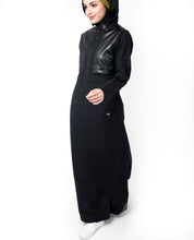 Silk Route Black PU Hooded Cotton Urban Maxi Dress Jilbab Large 60