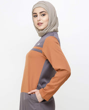 Silk Route© Rabbit Grey & Brown Shoulder Button Polyester Sporty Abaya Maxi Dress Jilbab Small 56