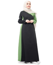 Silk Route Black & Green Colour Blocking Taslon Sporty Maxi Dress Jilbab Small 56