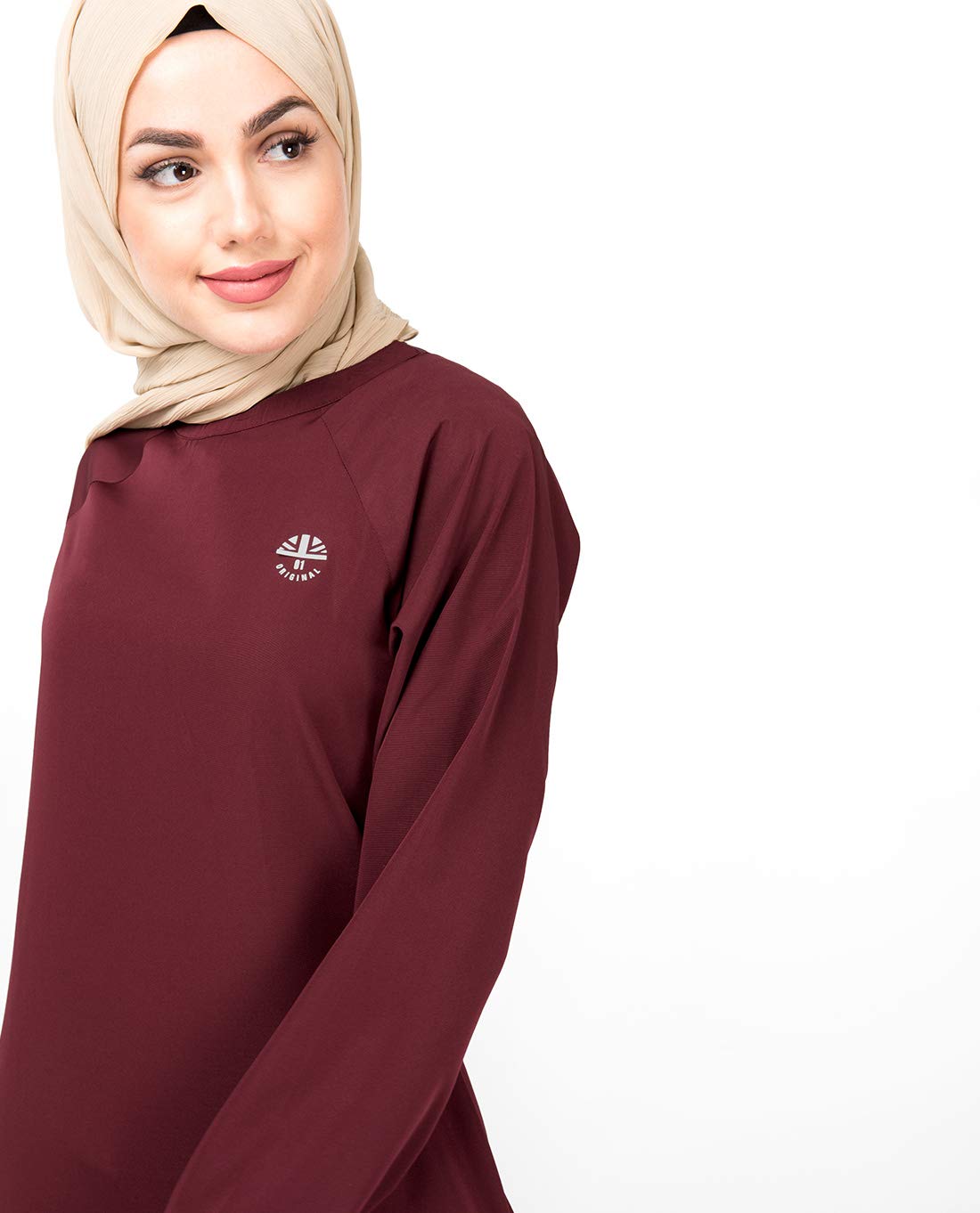 Silk Route© Simple Maroon Abaya Taslon Sporty Maxi Dress Jilbab Small 54