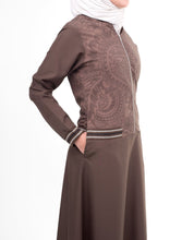 Silk Route© Brown Flared Paisley Print Taslon Sporty Maxi Dress Jilbab Small 58