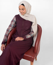 Silk Route Feminine Checked Deep Purple Viscose Maxi Dress Jilbab Medium 58