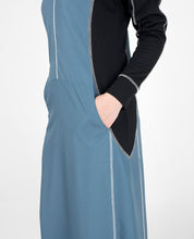Silk Route Top-Stitch Detachable Hooded Taslon Blue Sporty Maxi Dress Jilbab Medium 56