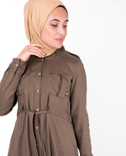 Silk Route© Teak Brown Full Front Open Urban Viscose Abaya Maxi Dress Jilbab Small 54