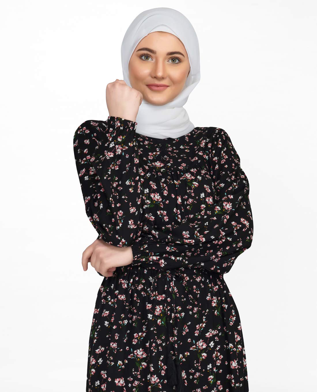 Floral Black Balloon Sleeve Midi Dress Small Petite