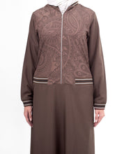 Silk Route© Brown Flared Paisley Print Taslon Sporty Maxi Dress Jilbab Small 58