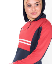 Blue & Coral Hooded Polyester Jilbab