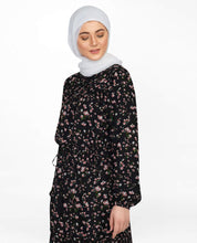 Floral Black Balloon Sleeve Midi Dress Small Petite