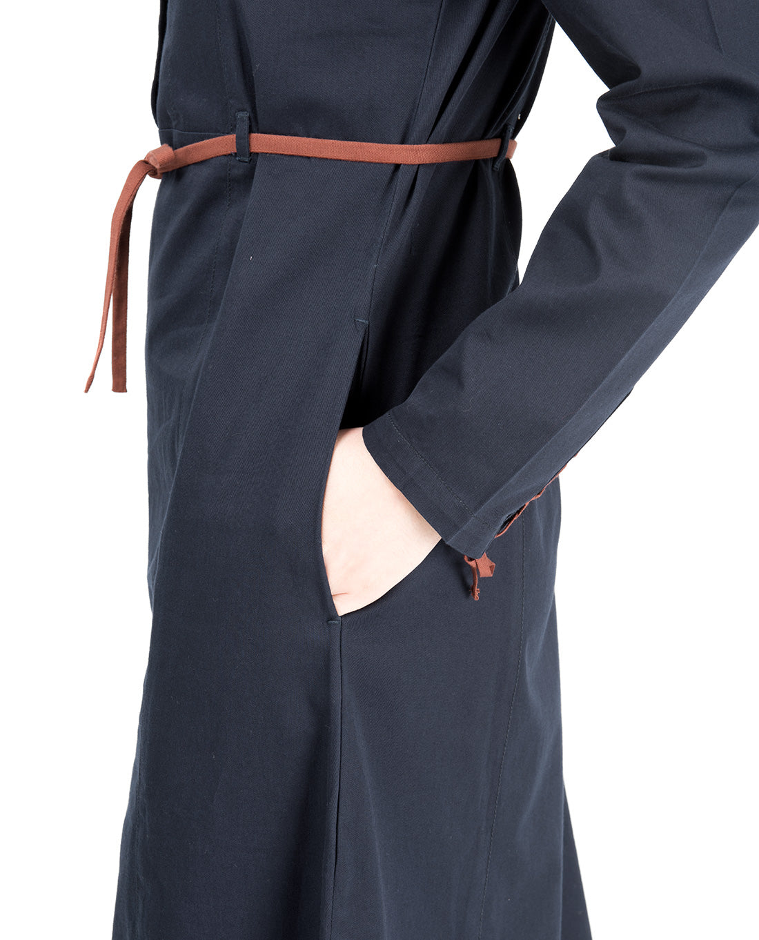 Silk Route© Midnight Blue Tie Up Sleeve Abaya Cotton Urban Maxi Dress Jilbabs XLarge 56