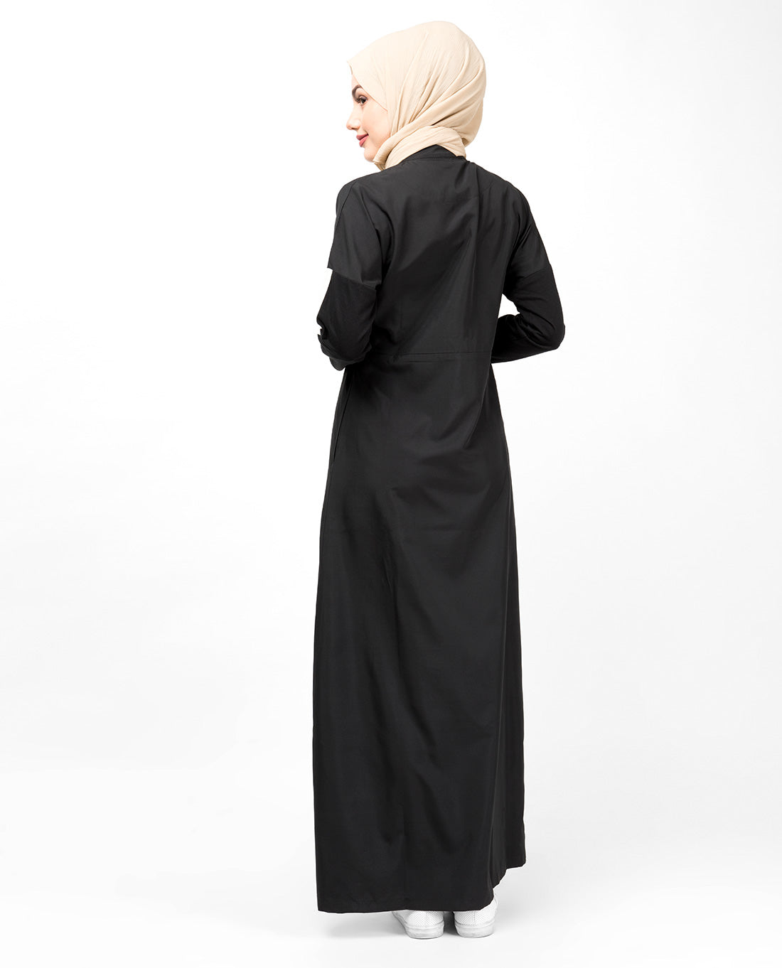 Black Dropped Shoulder Floral Jilbab